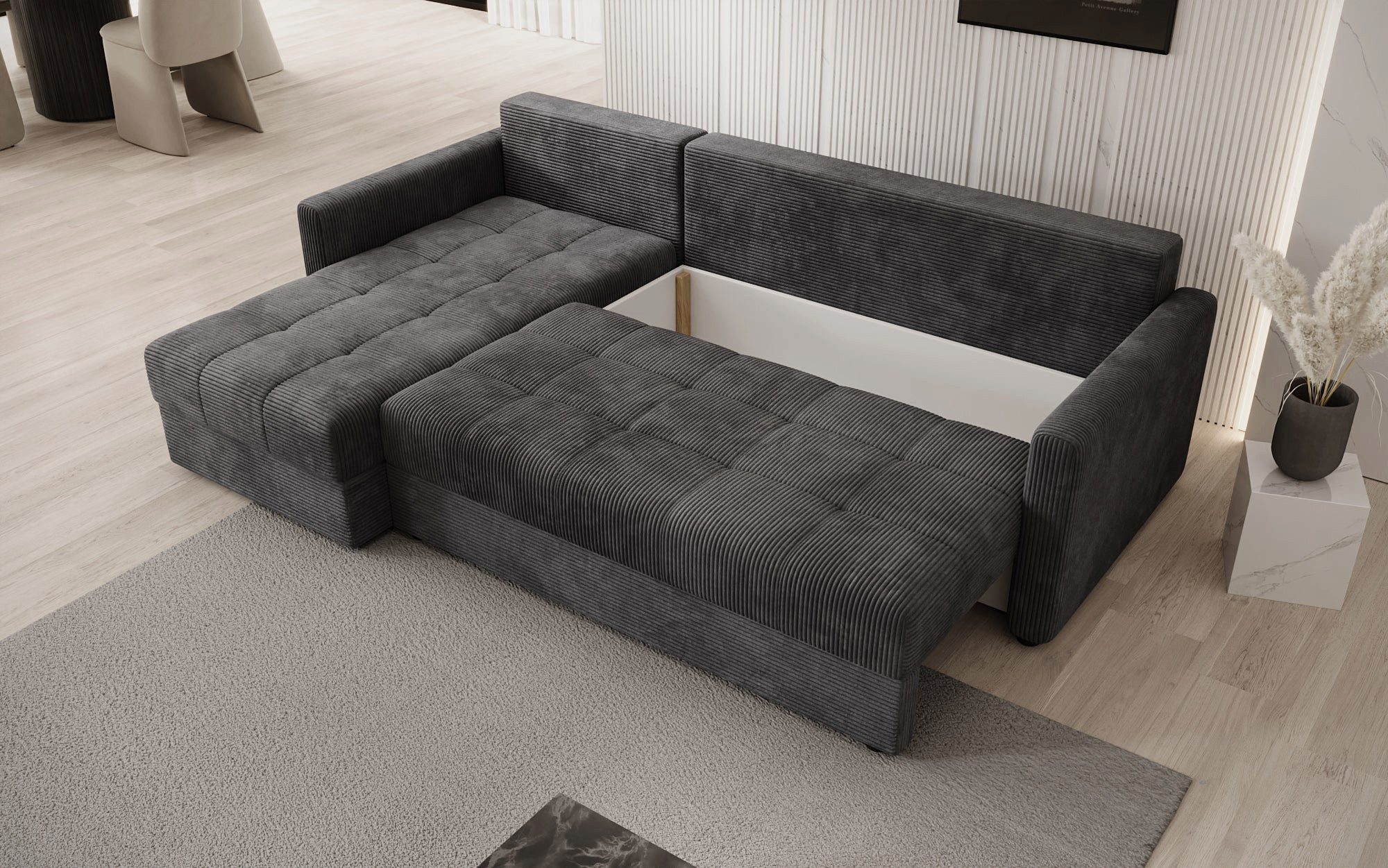 Luxusbetten24 Schlafsofa Designer Sofa Roma in Cord, mit Stauraum und Schlaffunktion