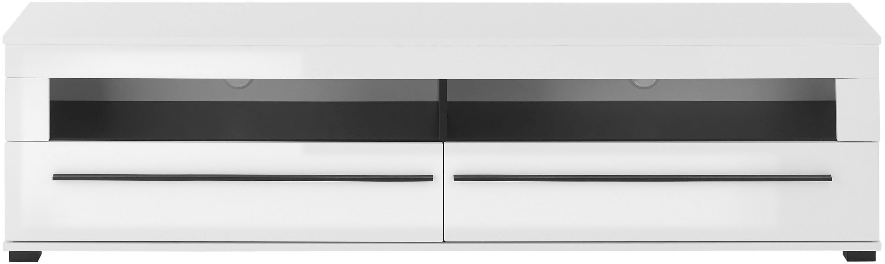 Home affaire Lowboard Cantara, TV-Unterteil modern, Kommode in Eiche Evoke, Weiß o Kaschmir, schwarze Stangengriffe, ausreichend Stauraum, vielseitig einsetzbar