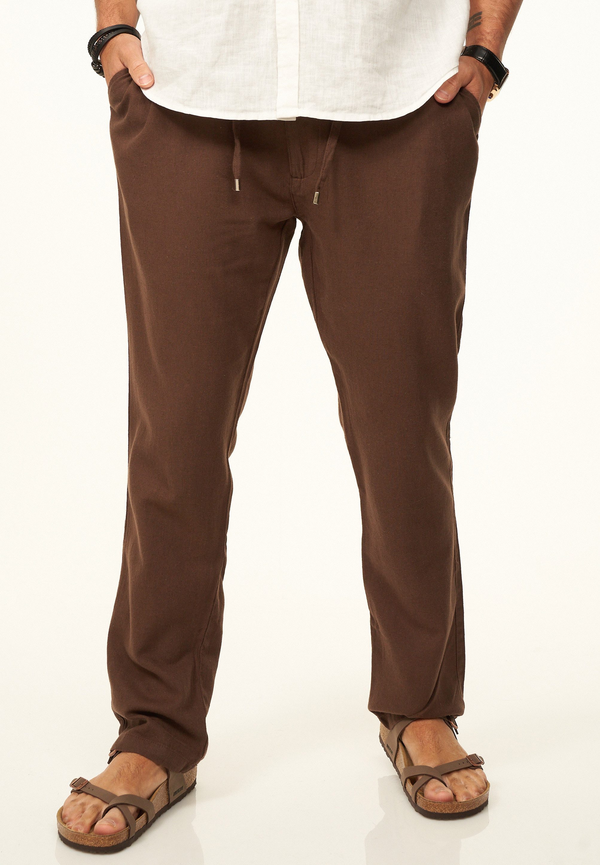 Leinenhose im Chinohosen Stil mit Gummibund & Kordel