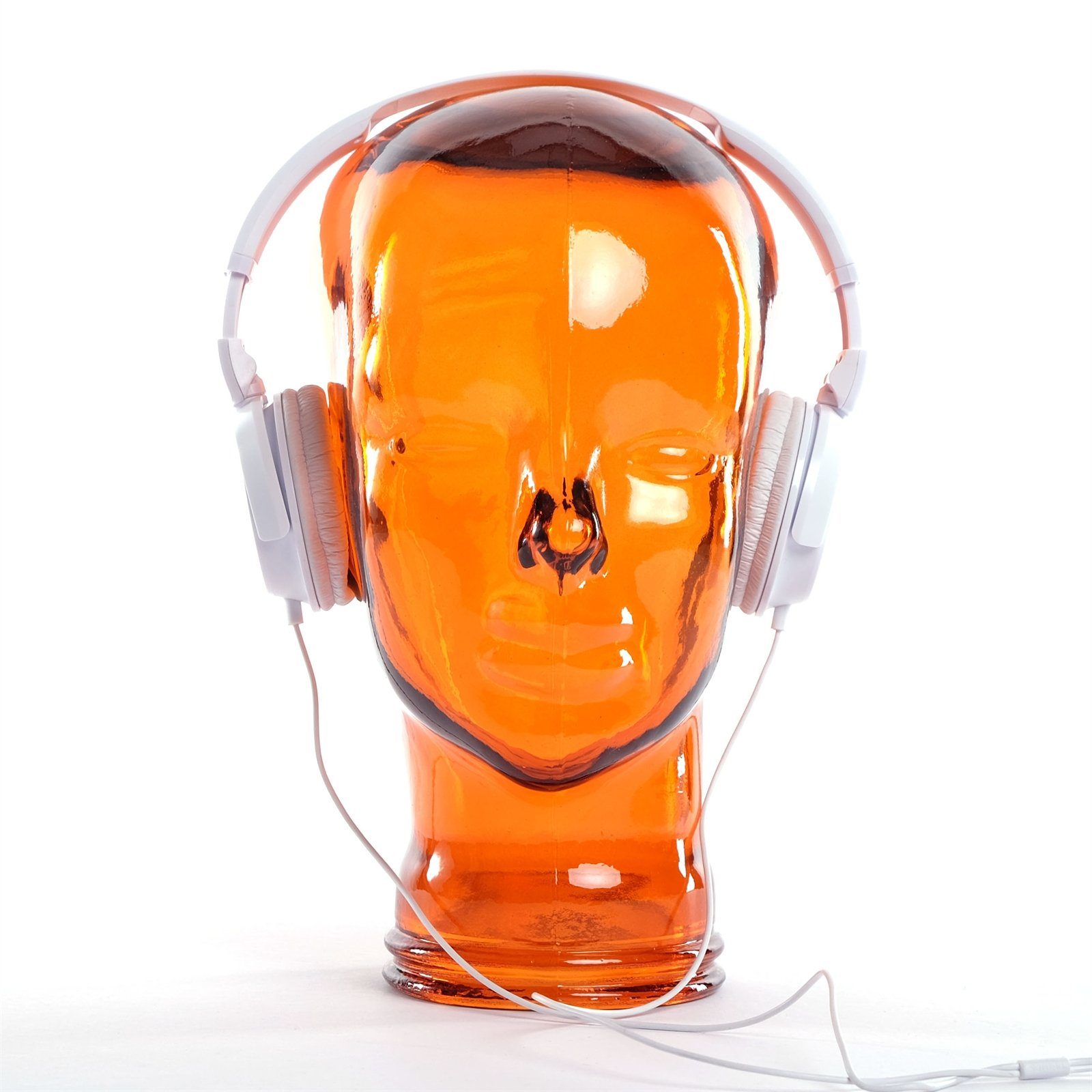 KOPFHÖRERSTÄNDER Skulptur 39953 Design ORANGE", Kare DELIGHTS DESIGN "TRANSPARENT