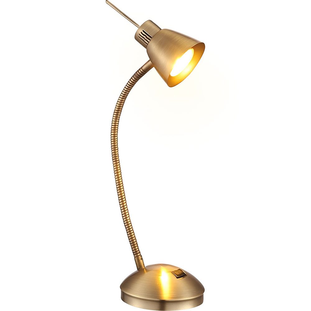 GLOBO LIGHTING Schreibtischlampe, Leuchtmittel inklusive, Warmweiß, Tischleuchte Beistelllampe Bürolampe LED Nachttischlampe flexibel 44cm