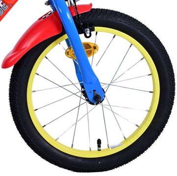 Volare Kinderfahrrad Paw Patrol - Jungen - 16 Zoll - Rot - Zwei Handbremsen, geschlossener Kettenkasten, Luftbereifung, Klingel, Stützräder