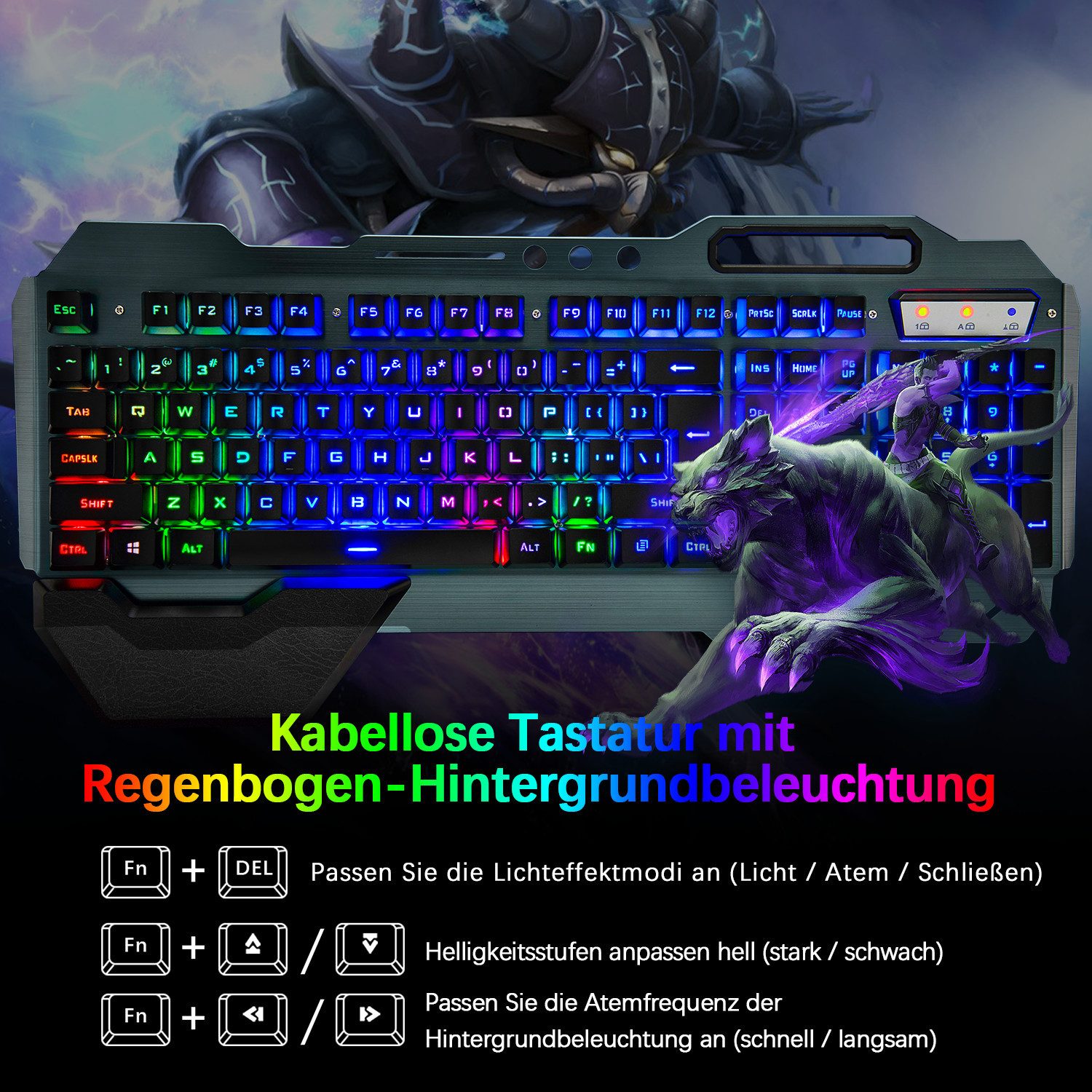 ZIYOU LANG Kabellose Gaming-Tastatur-Maus-Kombination mit mechanischem Gefühl Gaming-Tastatur (gebürstete Aluminiumlegierung)