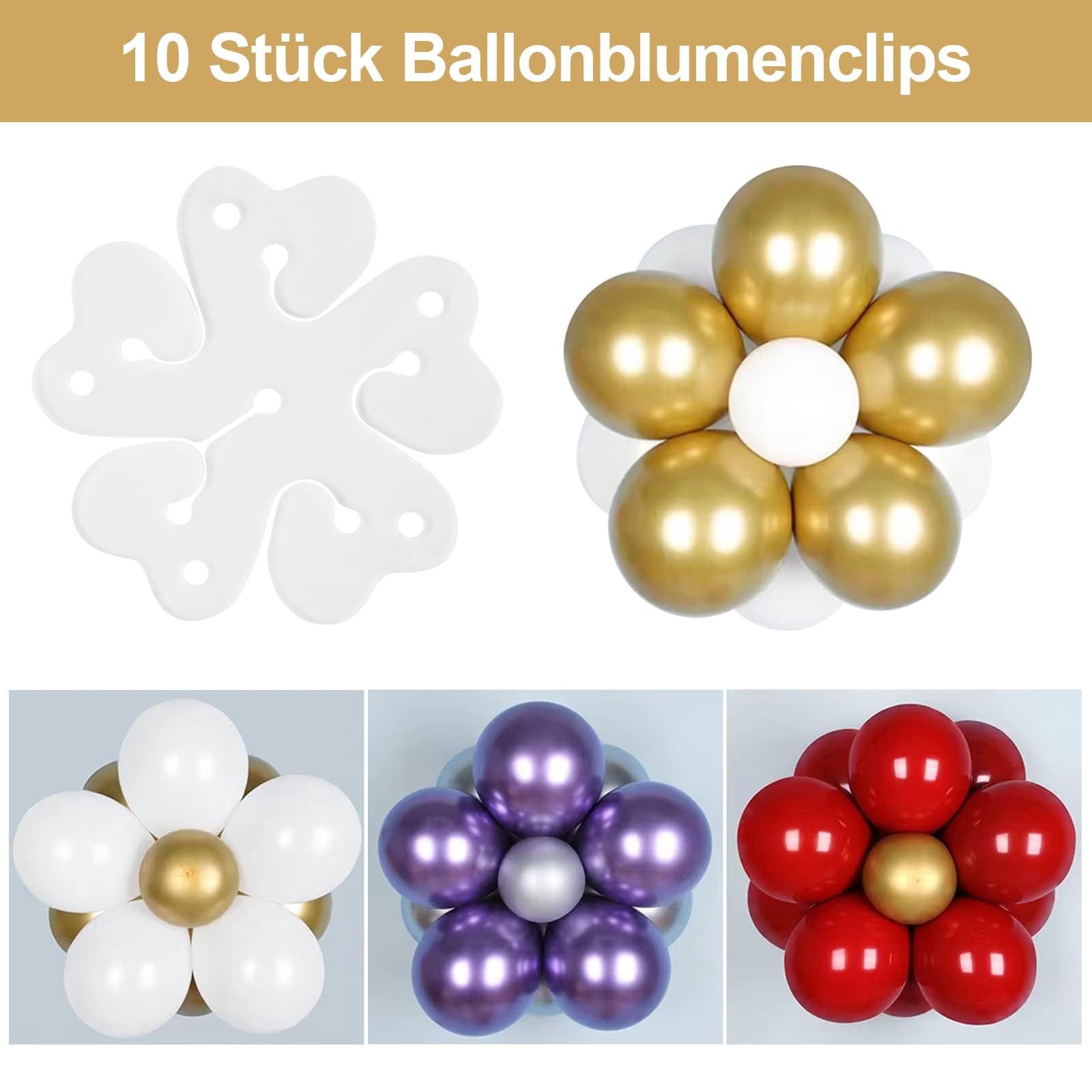 FOUORTUNATE-BEE Verlegeband Ballon Girlanden Set 2 Rollen Klebepunkte Clips für Party Hochzeit Ballon Girlande Streifen Set mit Clips Klebepunkten für Geburtstage
