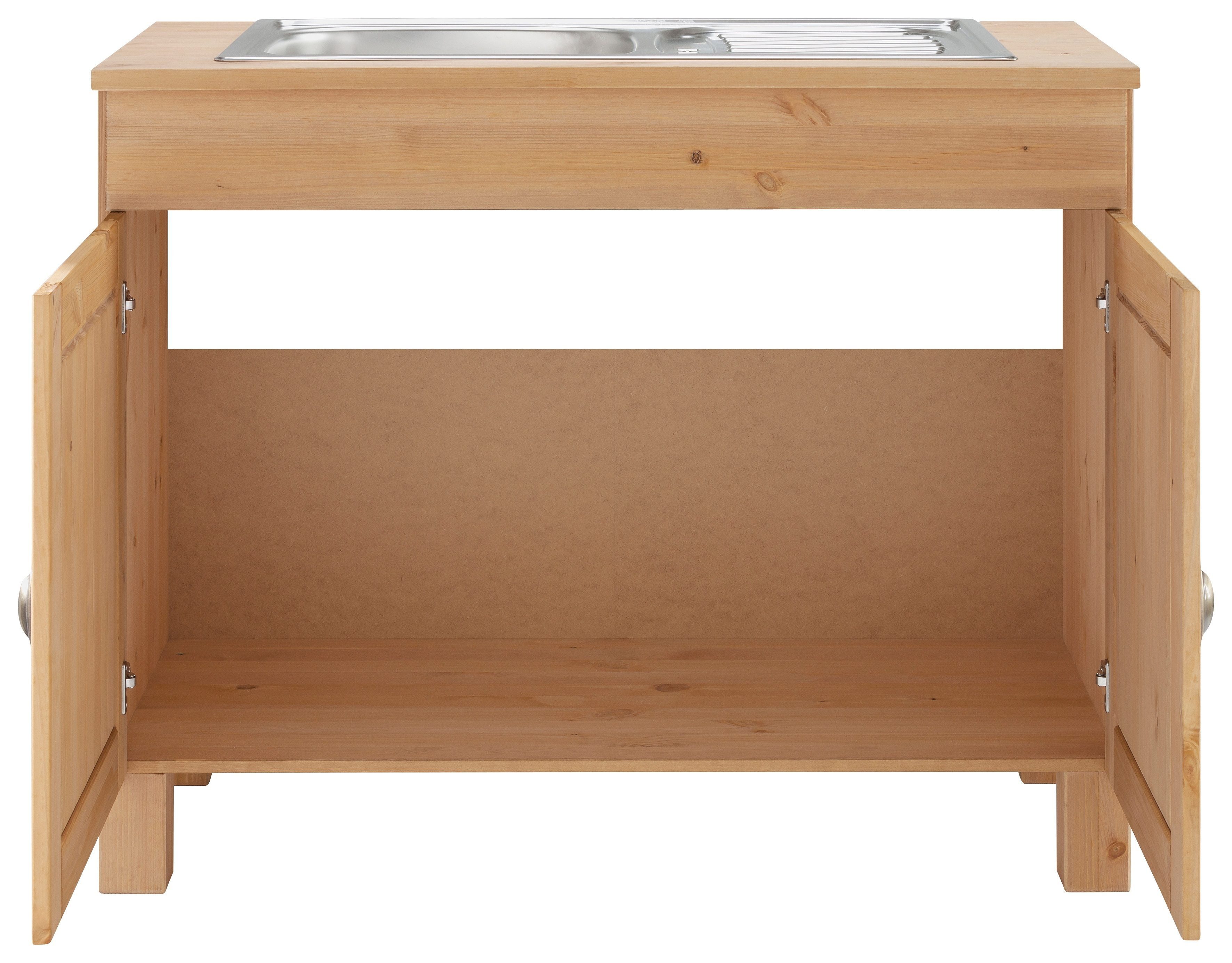 Home affaire Spülenschrank Oslo 100 cm breit, in 2 Tiefen, inklusive Einbauspüle aus Edelstahl