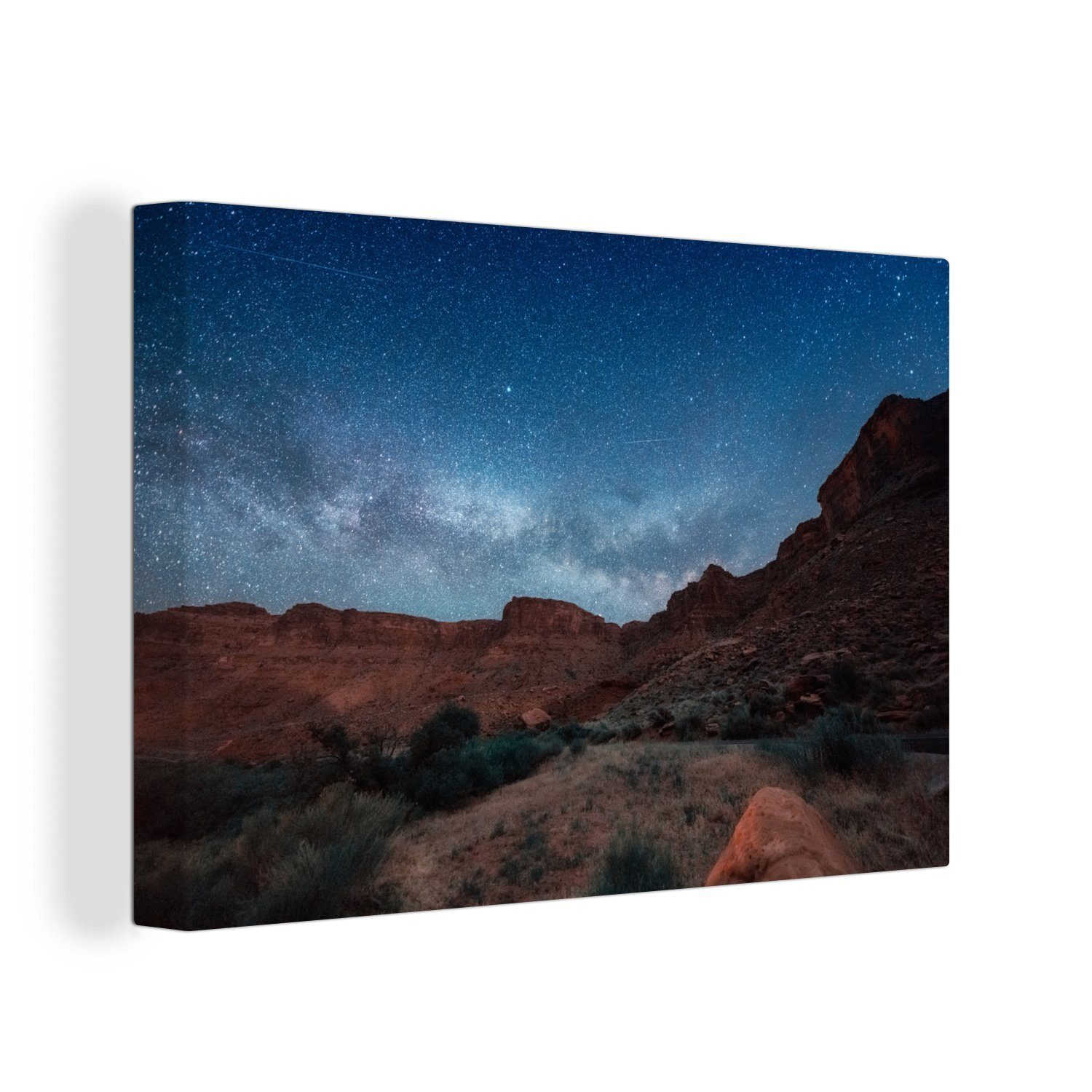 OneMillionCanvasses® Leinwandbild Die Milchstraße über dem Colorado River in Utah, (1 St), Wandbild Leinwandbilder, Aufhängefertig, Wanddeko, 30x20 cm | Leinwandbilder