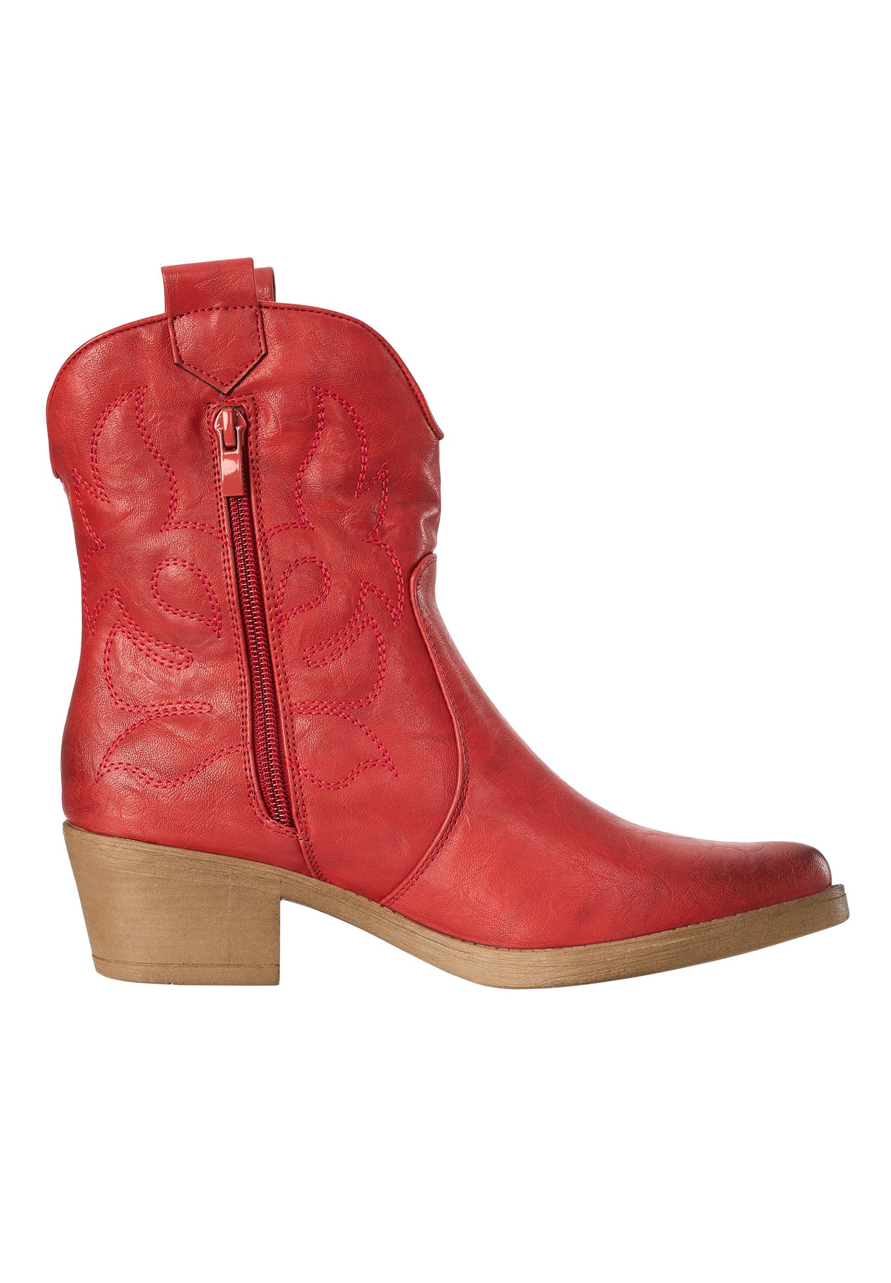 Salinyang Damen Western Cowboy Boots mit Ziernähten und Blockabsatz Stiefelette