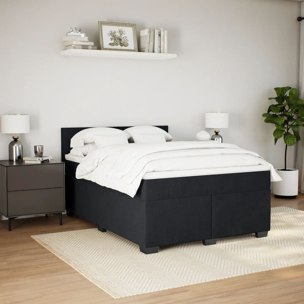 vidaXL Bett Boxspringbett mit Matratze Schwarz günstig online kaufen