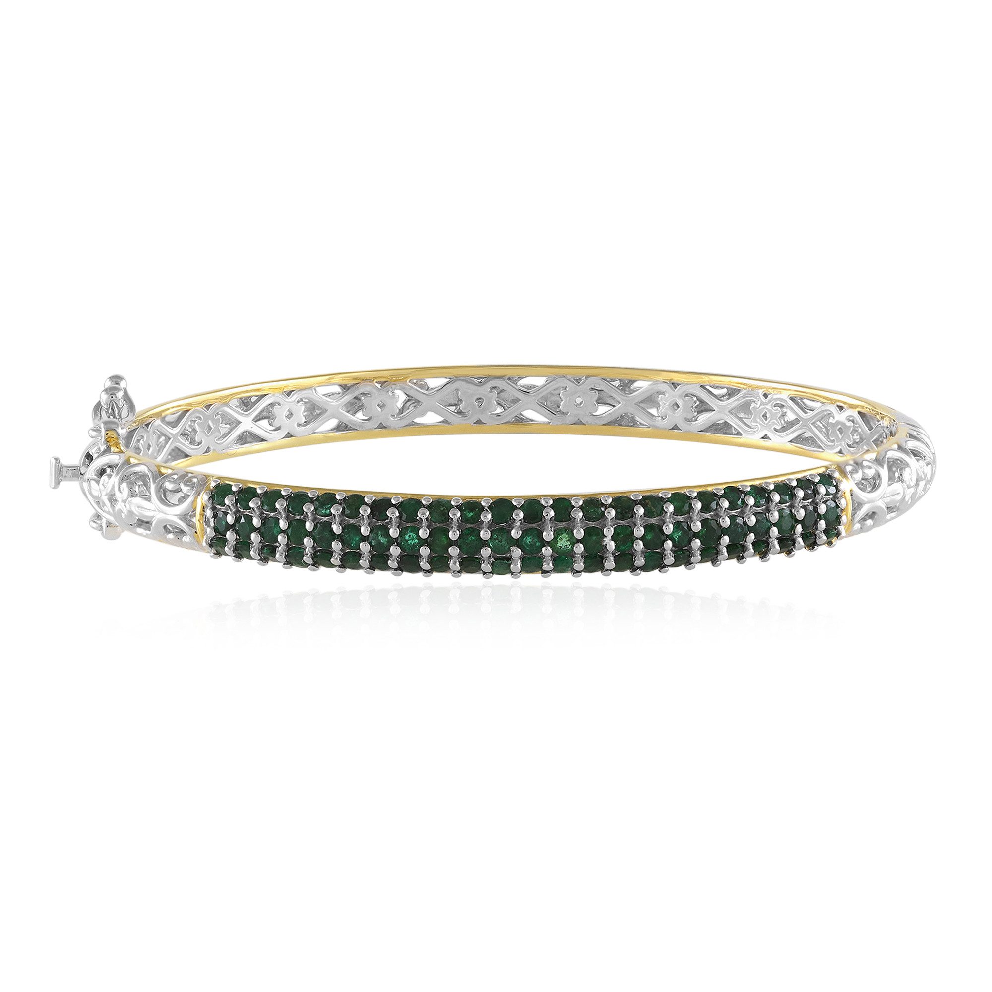 Silberarmband Sambischer Smaragd Armreif aus Sterlingsilber
