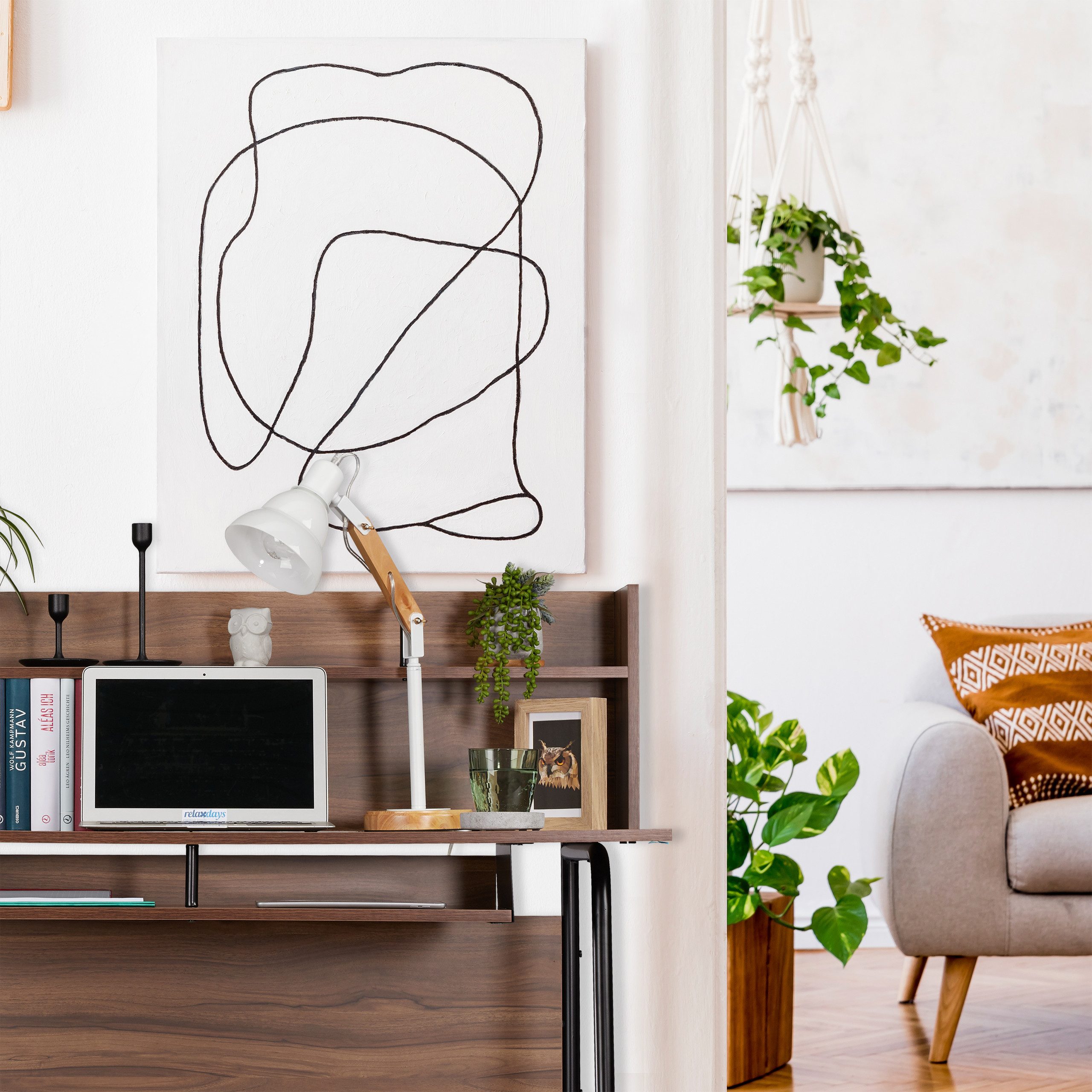 relaxdays Schreibtisch mit Ablagefäch, Holz / günstig online kaufen