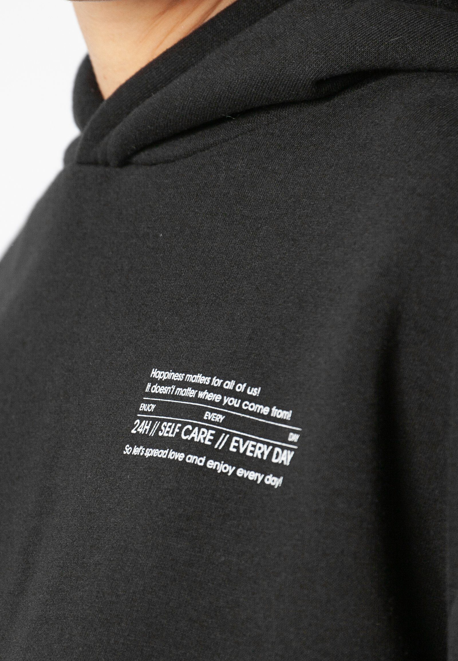 SUBLEVEL Kapuzenpullover Hoodie Mini-Print Sweater, Kapuzensweatshirt mit seitl. Eingrifftaschen