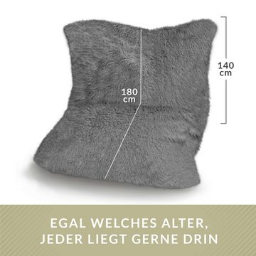 Green Bean Sitzsack XXL Riesensitzsack in Felloptik mit EPS Perlen gefüllt (Indoor / Drinnen, waschbarer Bezug, Kapazität 2 Personen & 380 Liter Füllung), Bodenkissen Liegekissen Sitzkissen Bean Bag Loung