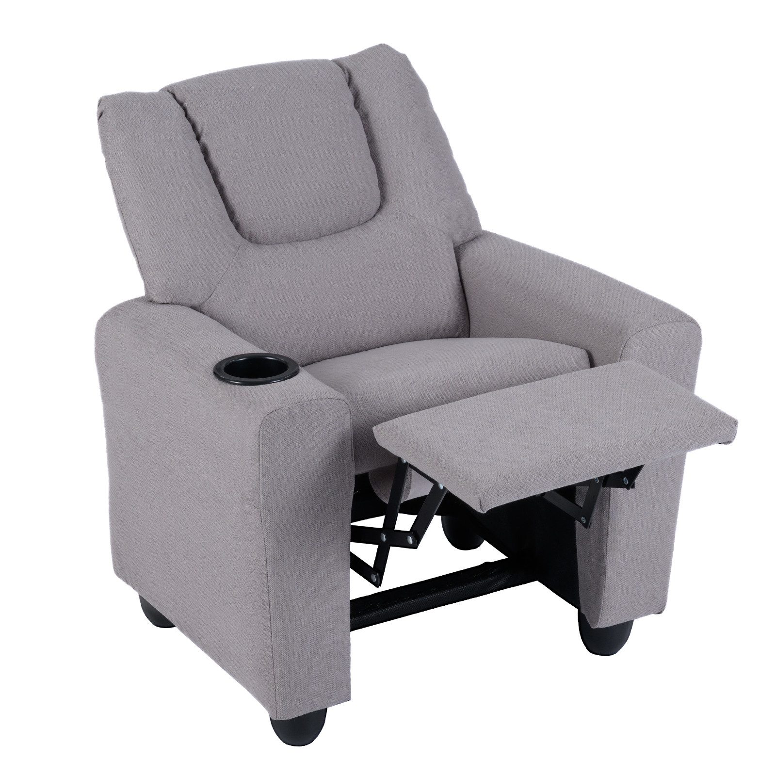 KOMFOTTEU Kindersofa, Kindersessel mit verstellbarer Fußstütze & Getränkehalter