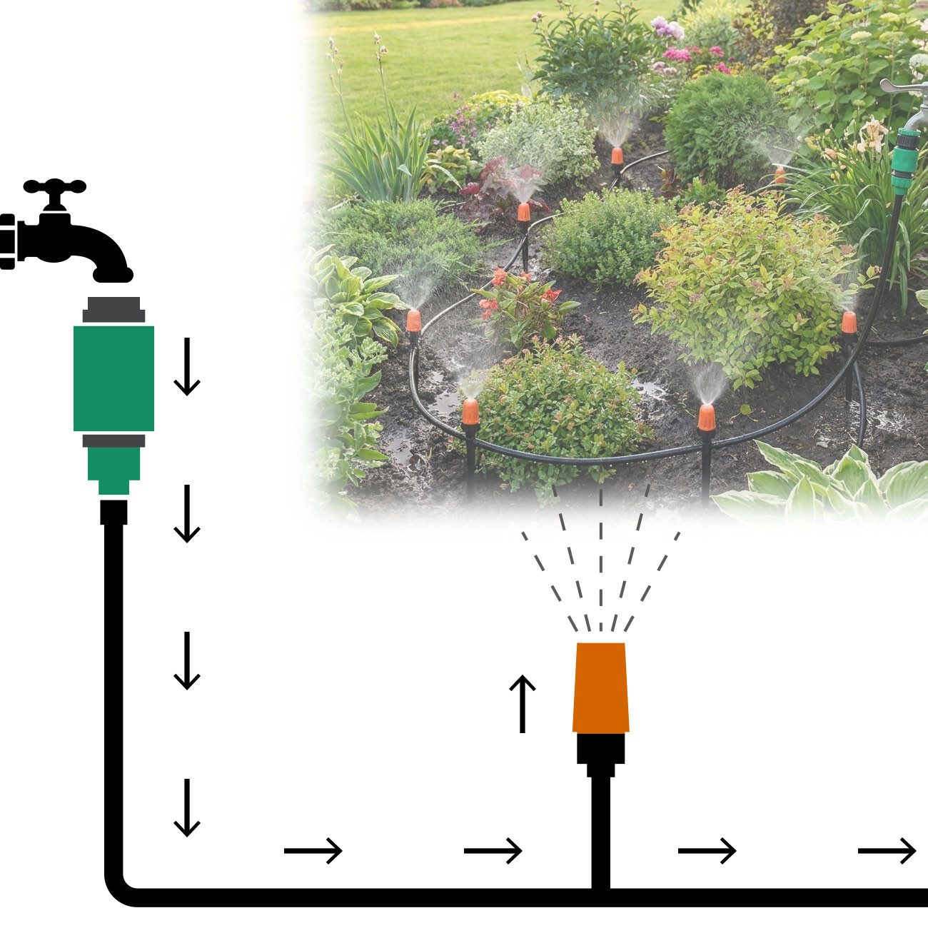 Casativo Bewässerungssystem Pflanzen Bewässerungssystem 20m Schlauch 10 Düsen Bewässerung Garten, (23 St. im Set), Garten-Bewässerung mit Schlauchsystem/wassers – Bild 4 von 5