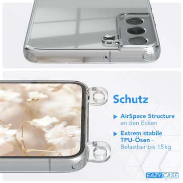 EAZY CASE Handyhülle Samsung Galaxy S22 Plus 5G Chain Eyelets Slim Neck Strap Zig Zag hot 6,6 Zoll, Kameragurt zum Umhängen Handy Case Transparent Silicon Bumper Bag Blau