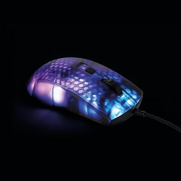 DELTACO GAM-144 ultraleichte transparente RGB Maus Kabel Gaming Maus (große Leuchtfläche, kabelgebunden, schnelle Reationszeit)