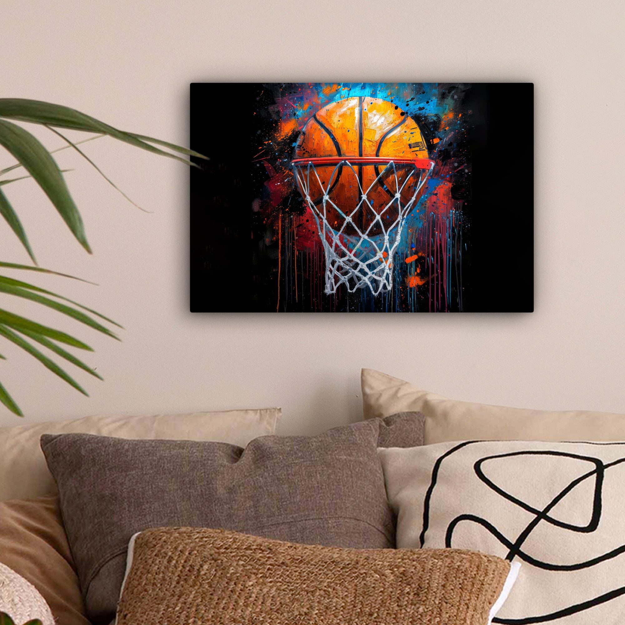 OneMillionCanvasses® Leinwandbild Graffiti - Basketball - Sport - Schwarz - günstig online kaufen