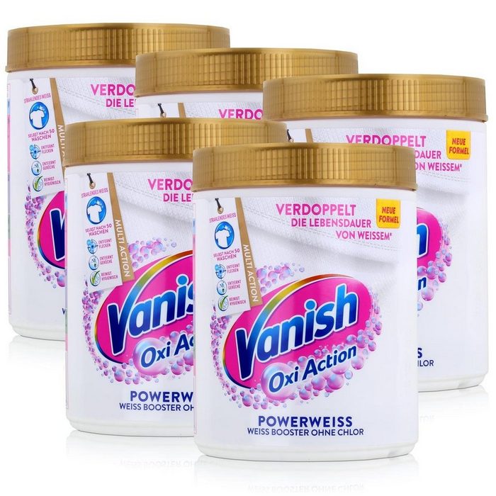 VANISH Vanish Oxi Action Wäsche Powerweiss ohne Chlor 1125g Pulver (5er Pack) Spezialwaschmittel