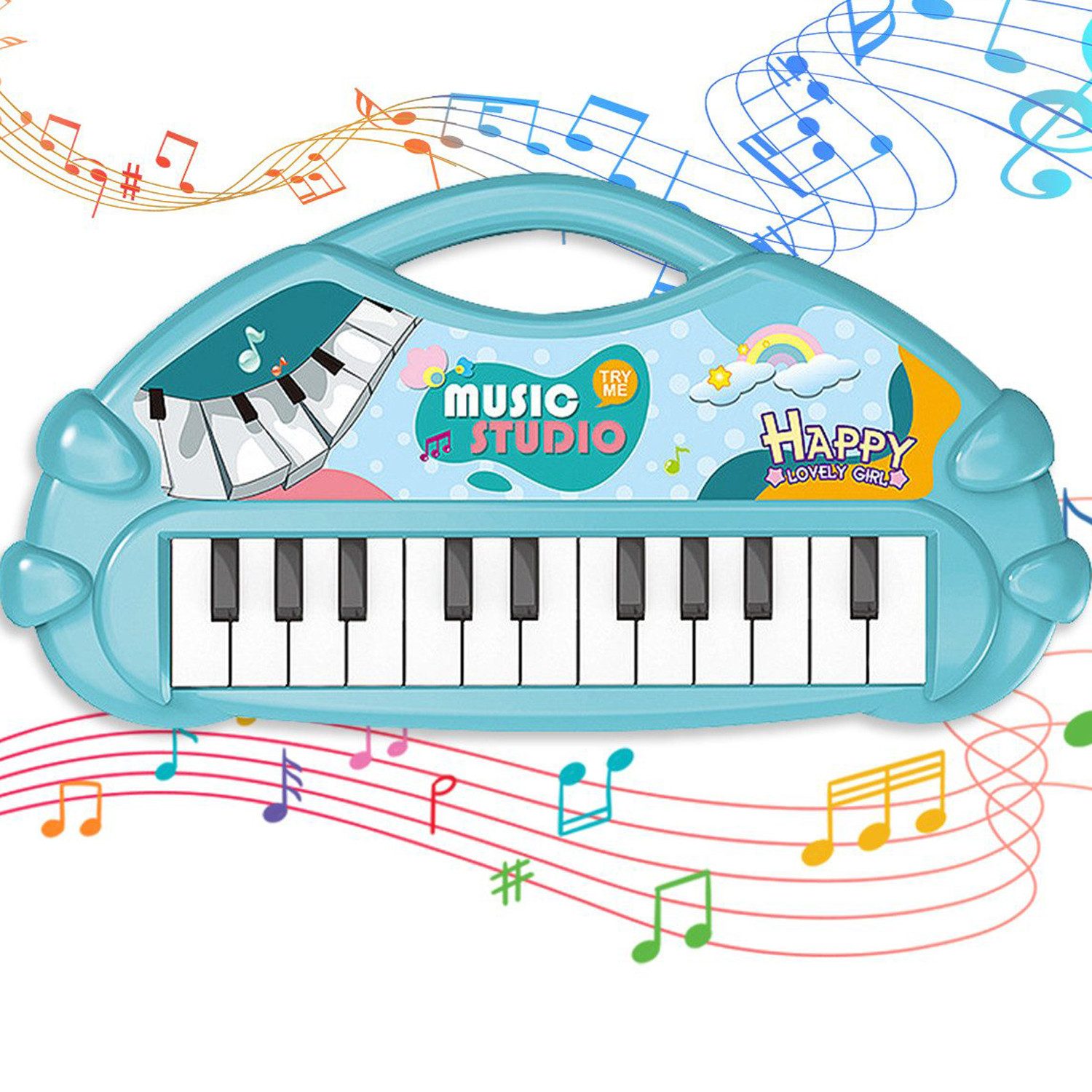 Spielzeug-Musikinstrument Tisch-Keyboard mit 13 Tasten elektronisch blau