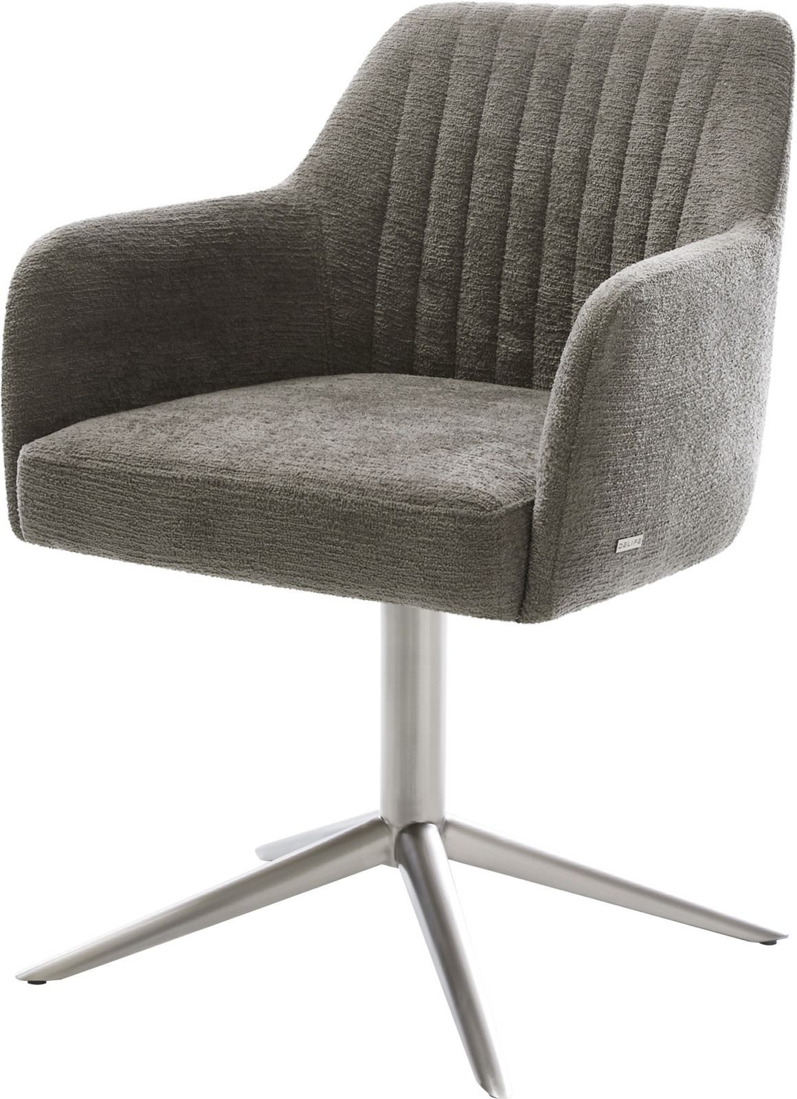 DELIFE Polsterstuhl Greg-Flex, Fußkreuz Edelstahl Bouclé günstig online kaufen