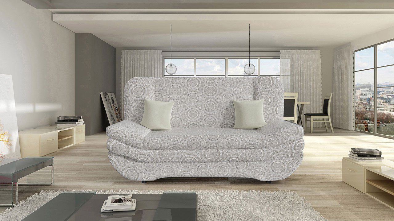 mit Weronika mit und Kissen-Set Couch Premium, Reißverschluss Schlaffunktion Bettkasten, Schlafsofa MIRJAN24