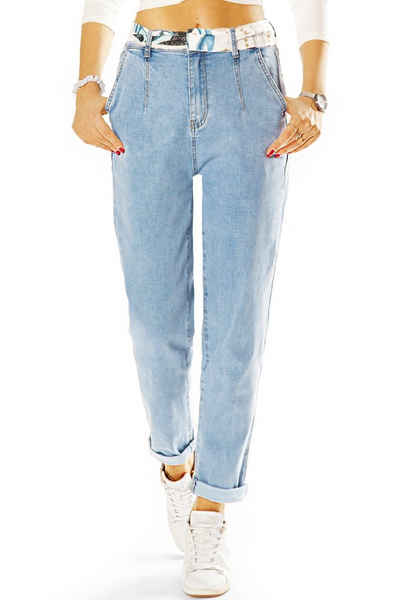 be styled Mom-Jeans Mom High Waist Jeans Hose relaxed fit mit Gürtel - Damen - j5L-1 mit Stretch-Anteil, mit abnehmbaren Gürtel