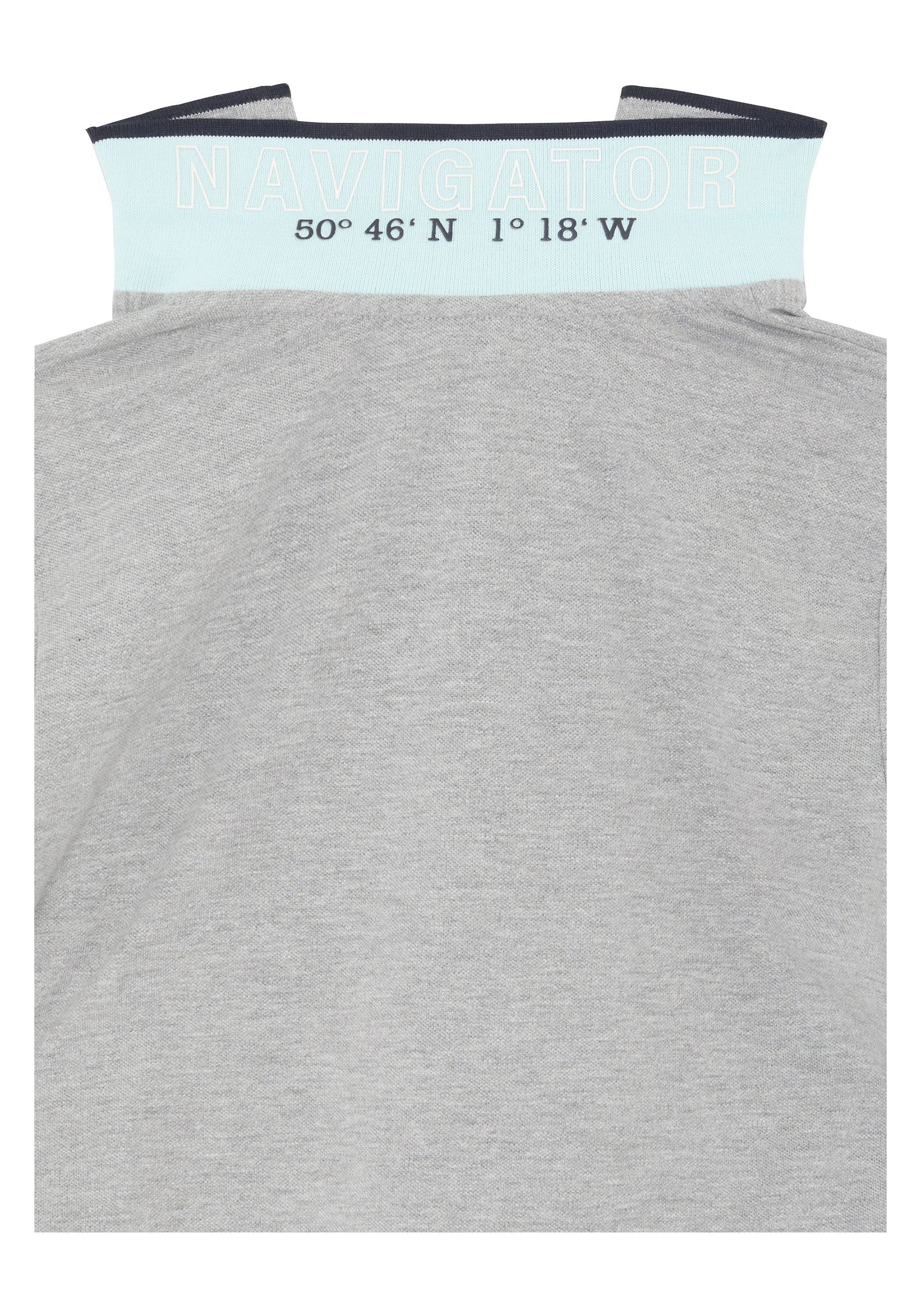 NAVIGATOR Poloshirt mit farblichem am M Neutr. Kragen Akzent Gray