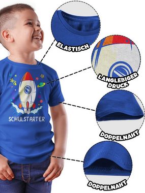 Shirtracer T-Shirt Schulstarter Rakete - bunt Einschulung Junge Schulanfang Geschenke