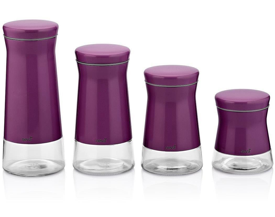 Neva Aufbewahrungsdose Neva Sweet Aufbewahrungsgläser Set 4 Teilig Hochwertig Lila (4 St)
