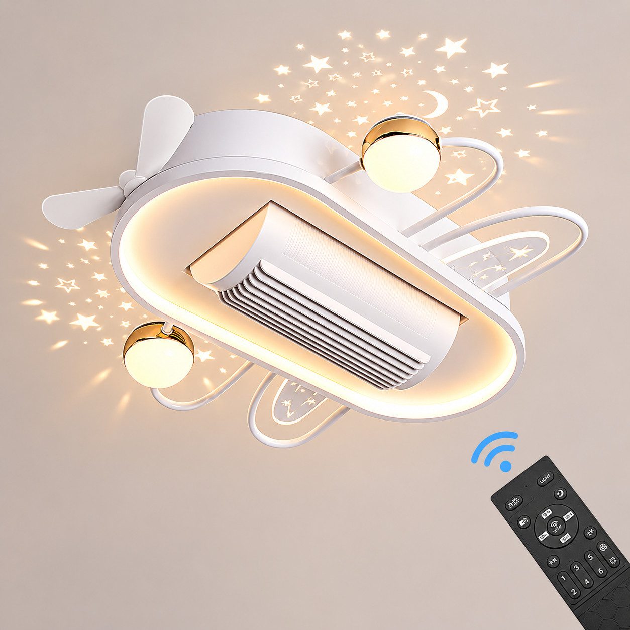 Eurohandisplay Deckenventilator Deckenventilator mit LED Beleuchtung mit Fernbedienung einstellbar, Lichtfarbe und Helligkeit einstellbar