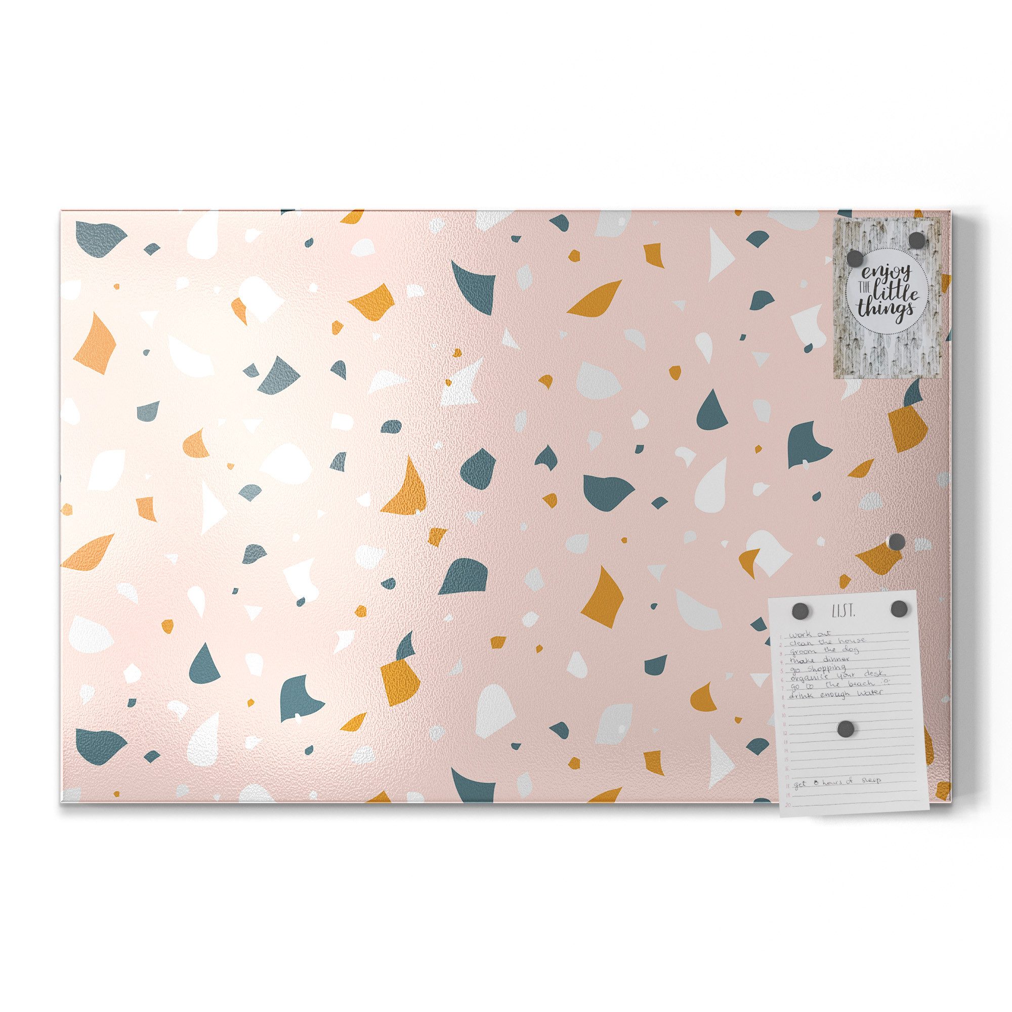 DEQORI Magnettafel 'Rosa Terrazzo-Zauber', Metall Whiteboard für alle Magnete, Magnetboard magnetisch
