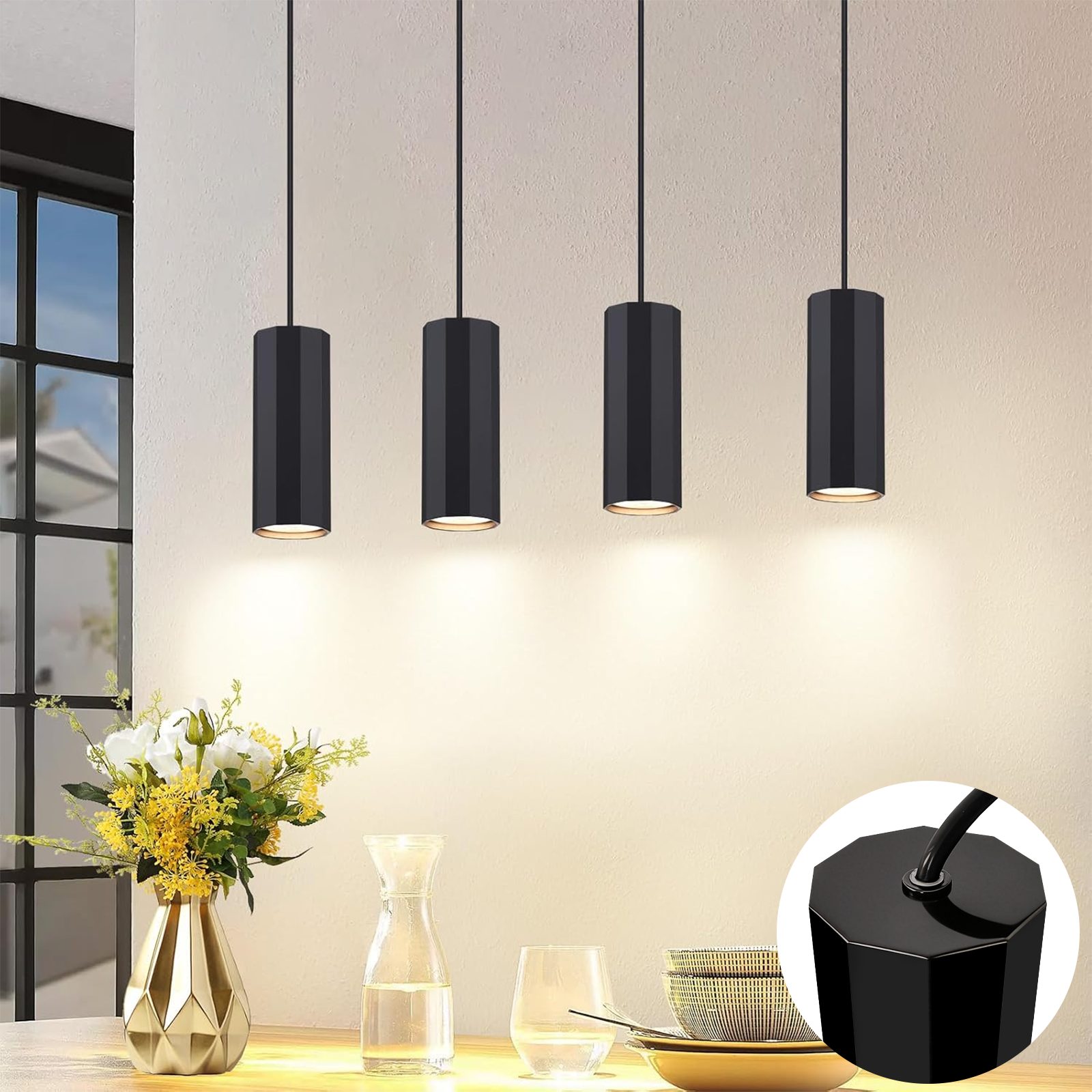 Nettlife Pendelleuchte Hängelampe GU10 Wohnzimmer Pendelleuchte Modern, höhenverstellbar, LED wechselbar, Wohnzimmer Küche Schlafzimmer
