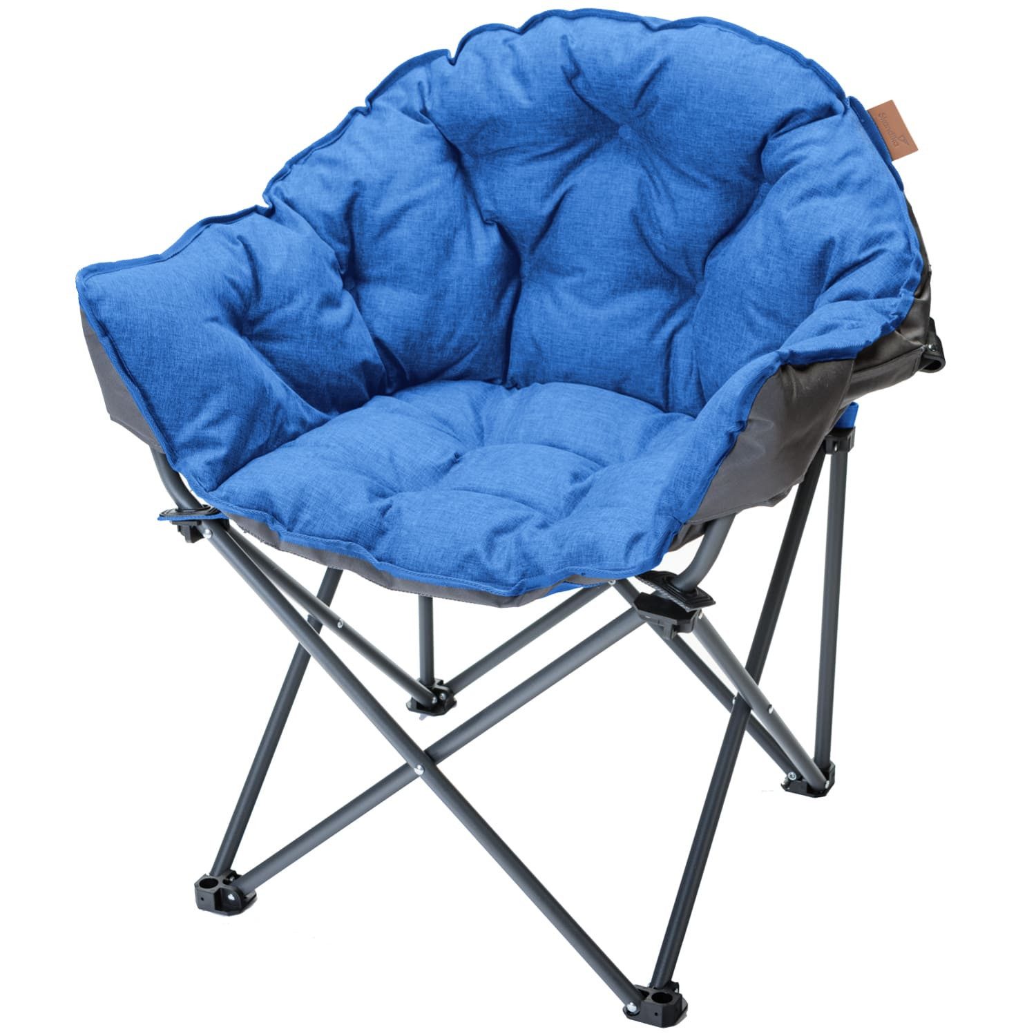 Skandika Campingstuhl SKANDIKA Moonchair Premium XL (blau), Bequemer Klappsessel mit Lehne, bis 150 kg