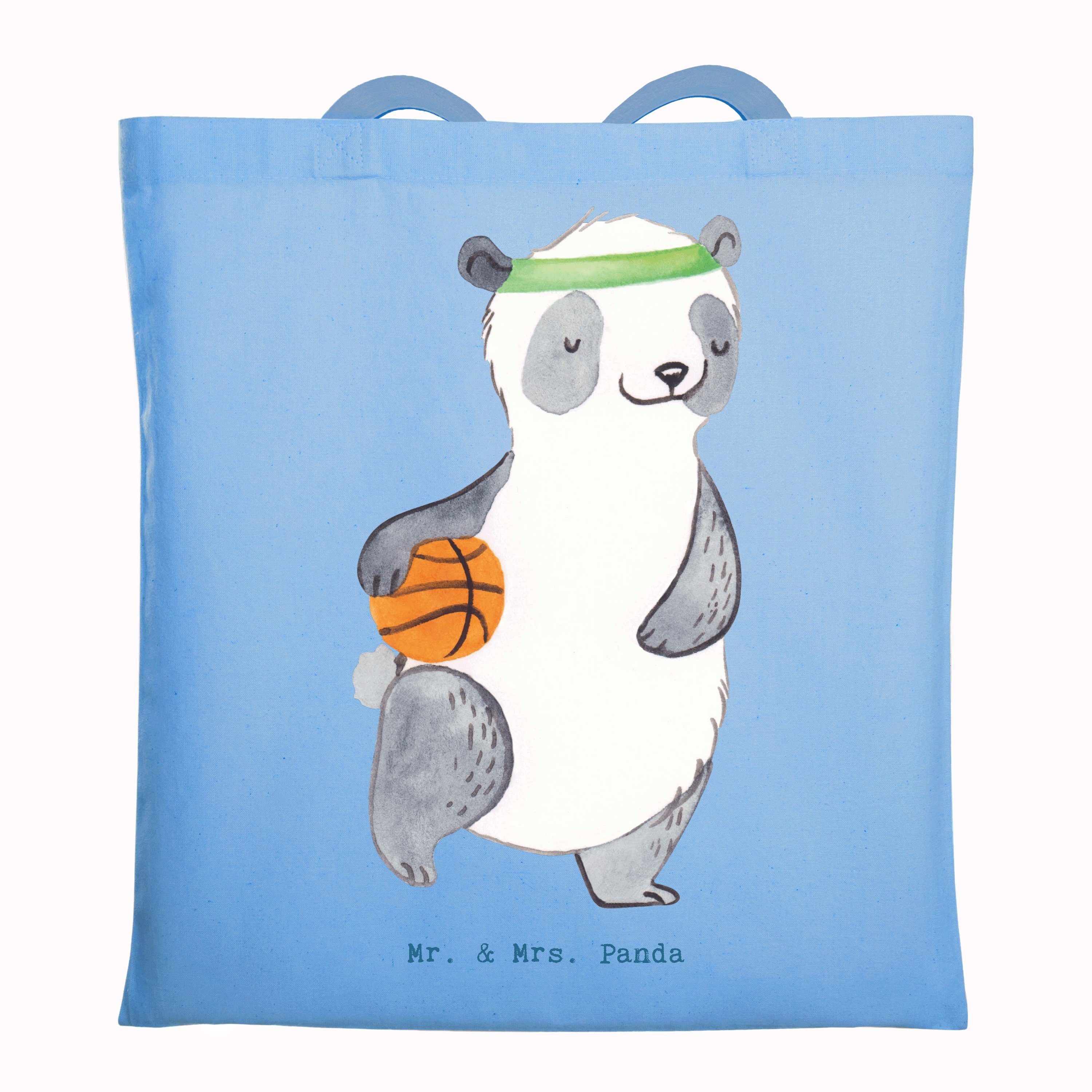 Mr. & Mrs. Panda Tragetasche Panda Basketball - Sky Blue - Geschenk, Hobby, Basketball Verein, Gew (1-tlg), Modisches Design