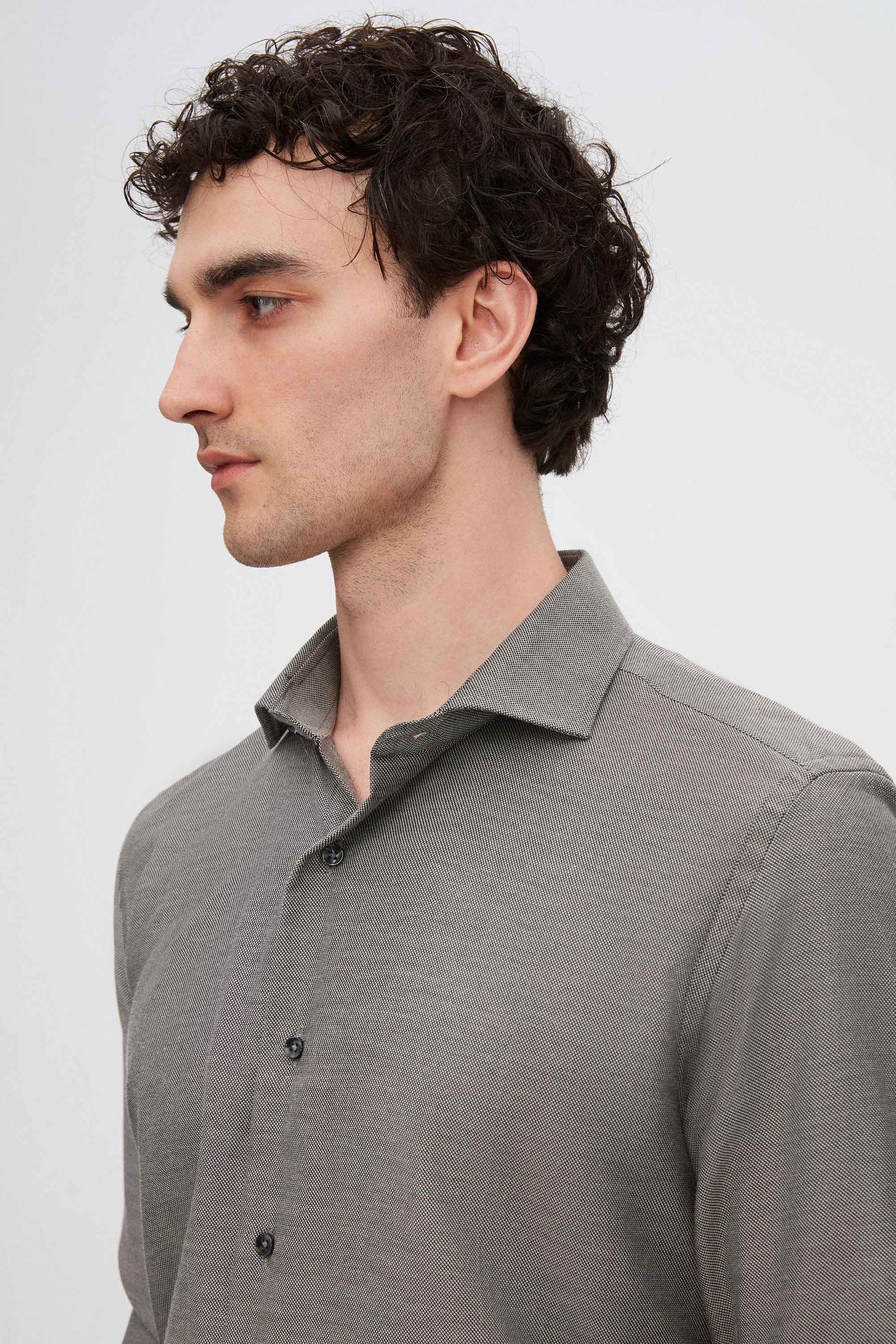 D'S DAMAT Businesshemd Ds Damat Slim Fit Dobby-Hemd mit italienischem Kragen