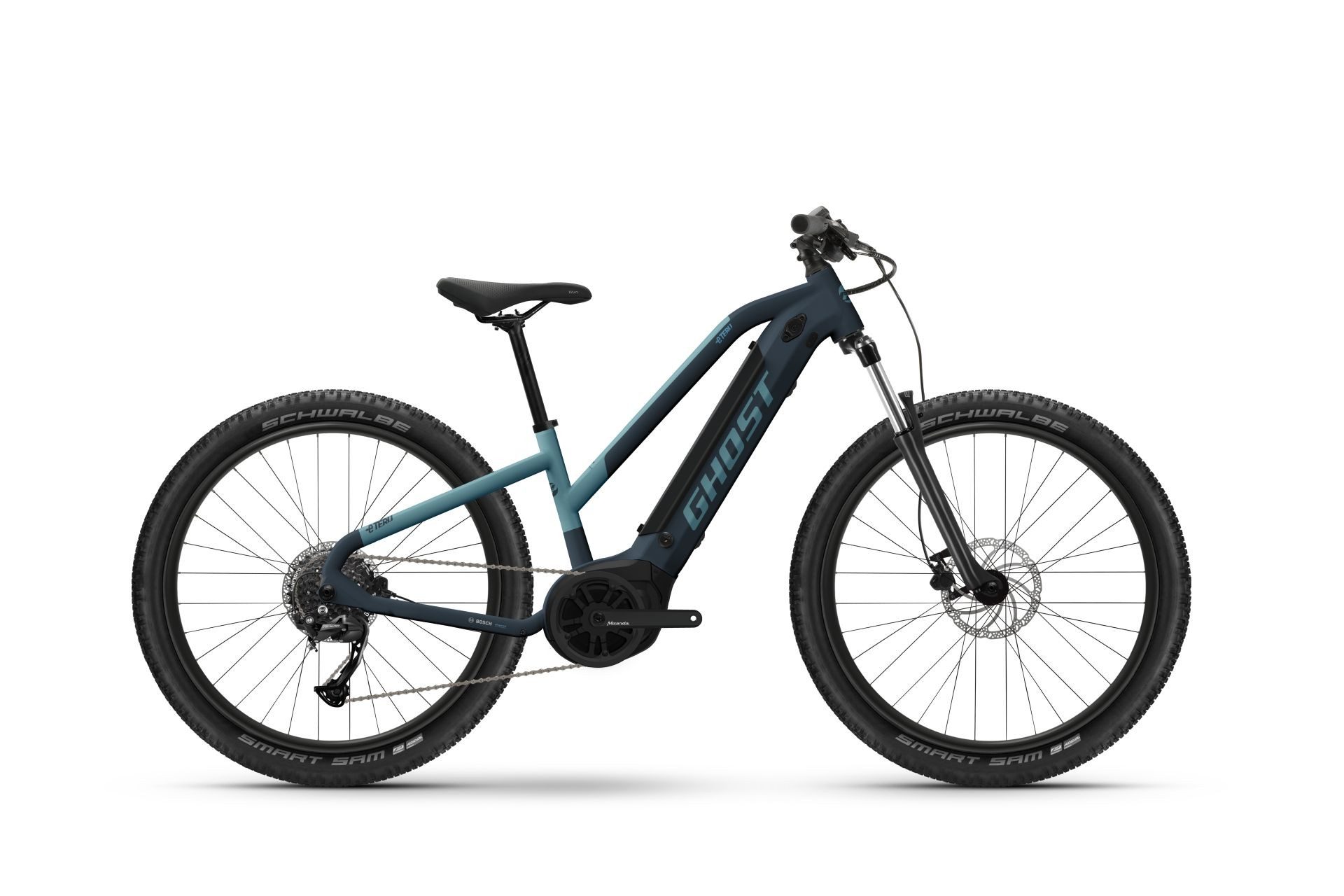 Ghost E-Bike 27,5" E-Teru B Youth S Dark Grey/Light Blue, 9 Gang Shimano Alivio RD-M3100 9-S Schaltwerk, Mittelmotor