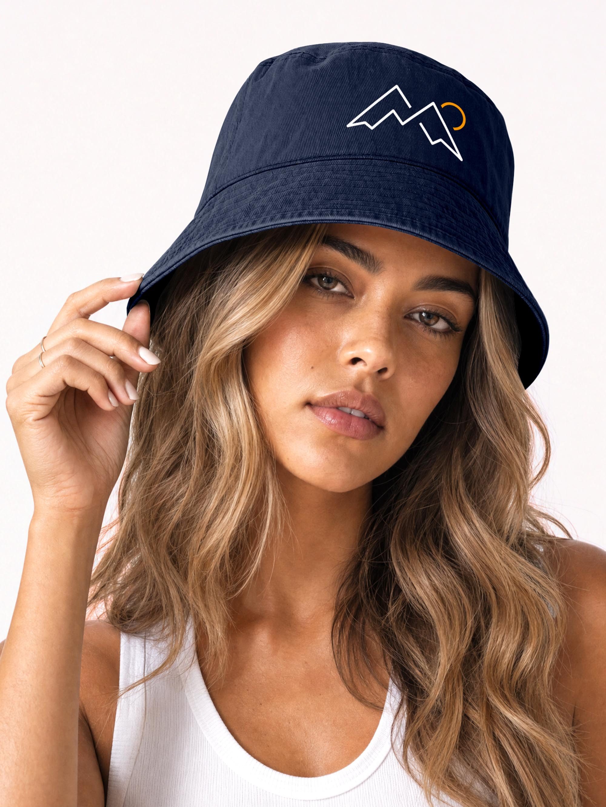 Neverless Fischerhut Anglerhut mit Print Mountain Lineart Bucket Hat Baumwolle Neverless®