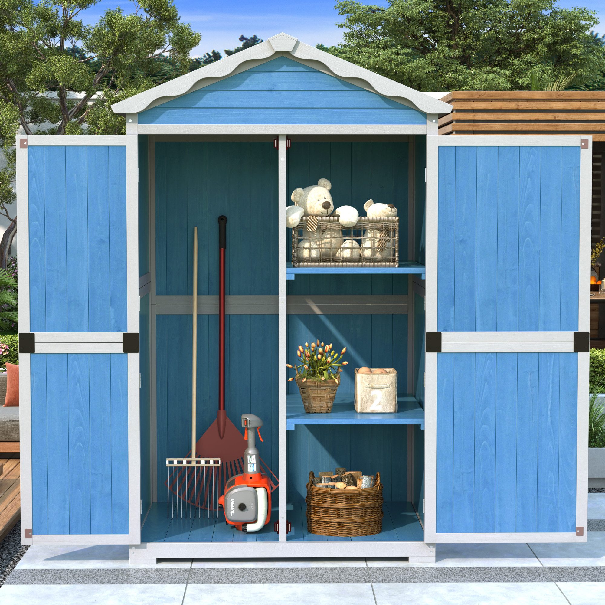 Merax Garten-Geräteschrank Holz Gartenhaus Werkzeughaus mit günstig online kaufen