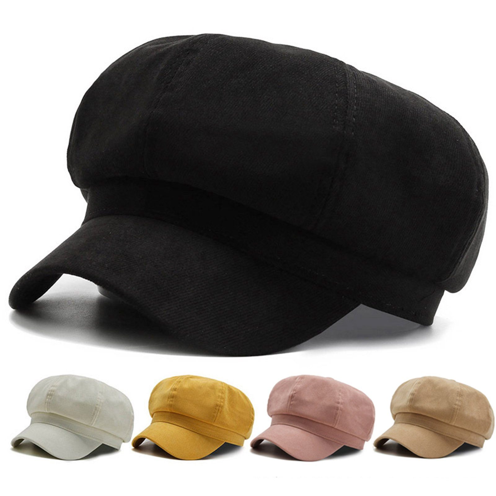Blusmart Modischer Baskenmütze Hut, Schwarz Mehrzweck-Freizeit-Baskenmütze, Tragbar