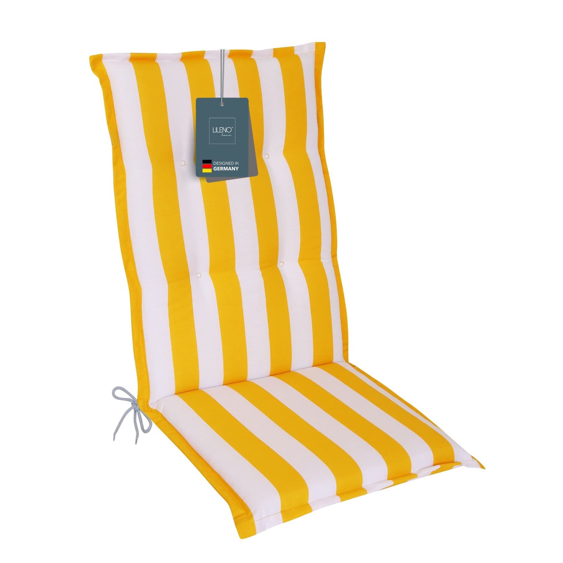 LILENO HOME Hochlehnerauflage Gartenstuhl Auflage, bequeme Sitzauflage für Gartenmöbel, Stuhlkissen, (1 St., 1er Set), Polsterauflage Blockstreifen Gelb, Sitzpolster für Klappstühle