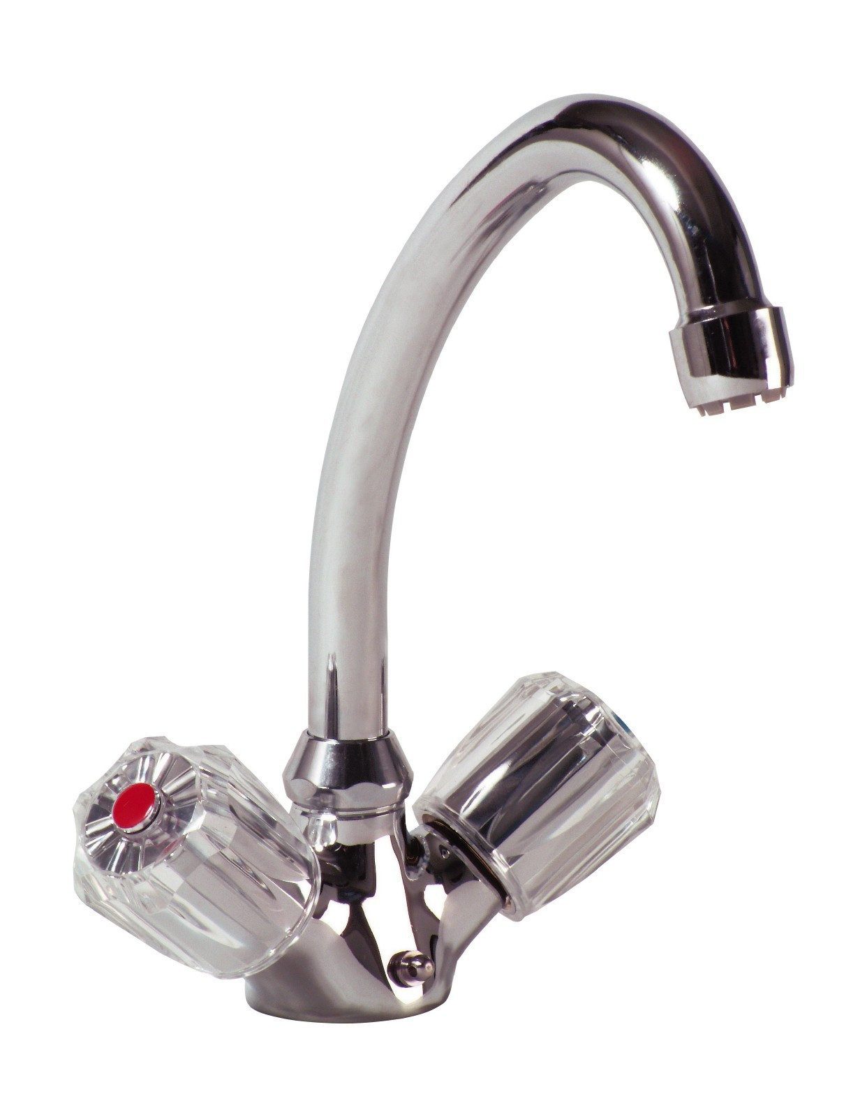 aquaSu Waschtischarmatur Standard Plus Zweigriffmischer, Niederdruck, Acrylgriff, Boiler, HU-Auslauf