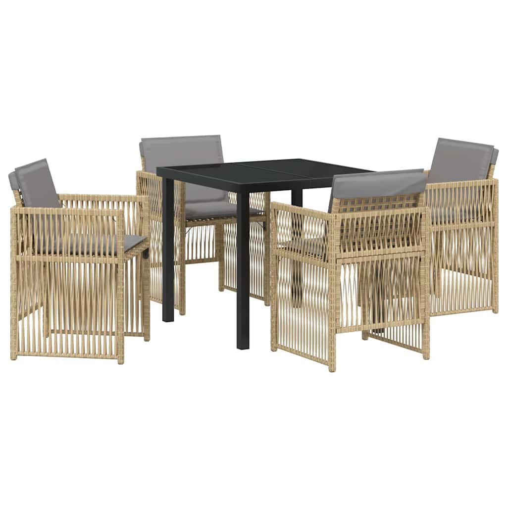 vidaXL Gartenlounge-Set Garten Essgruppe 5 pcs Beige Poly Rattan, (5-tlg)