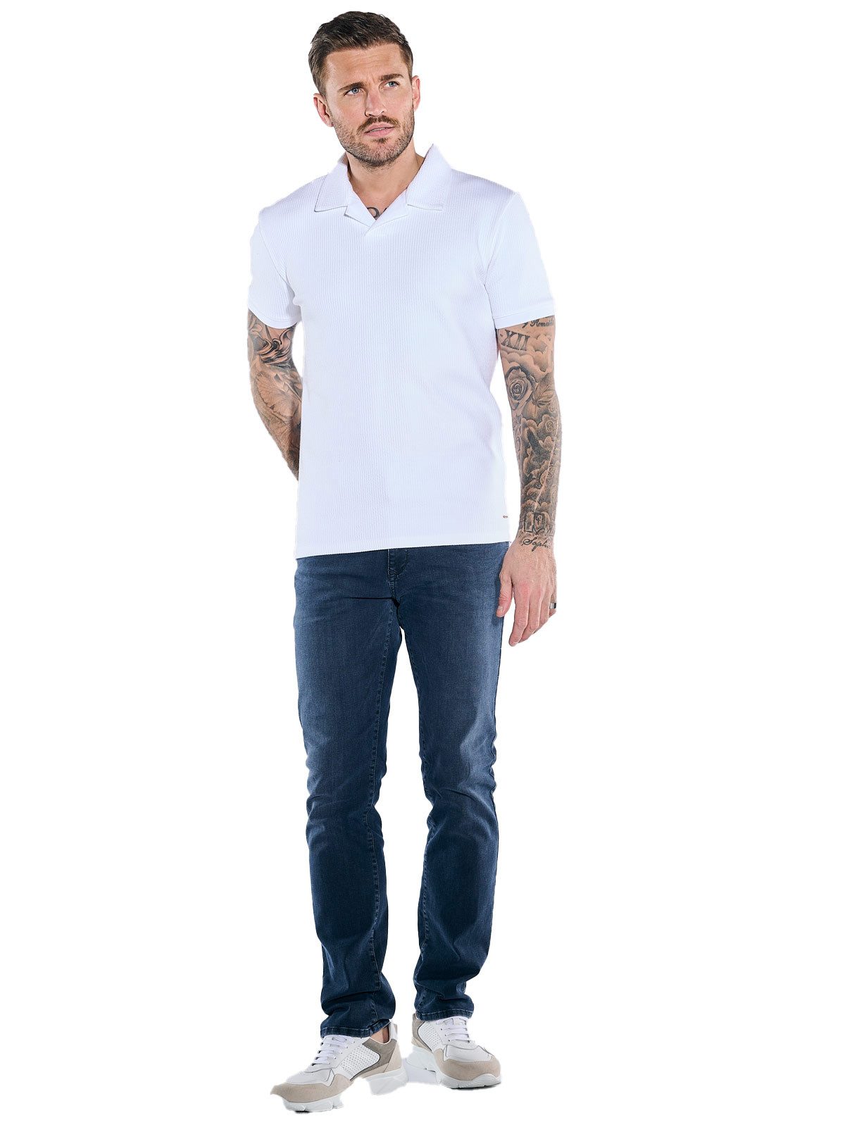 emilio adani Poloshirt Herren Polo-Shirt strukturiert, Reinweiss