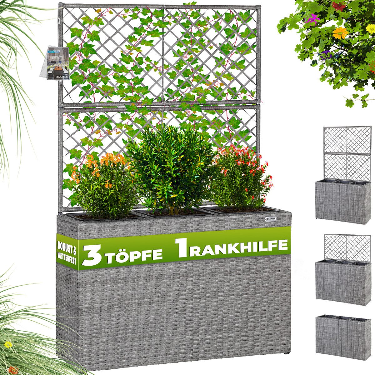 Casaria Spalier, Blumenkasten Rankgitter 3 Innentöpfe günstig online kaufen