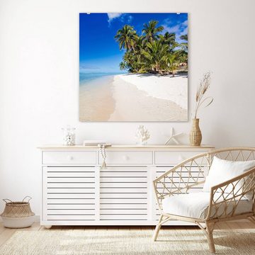 Primedeco Glasbild Wandbild Quadratisch Tropischer Strand mit Aufhängung, Natur