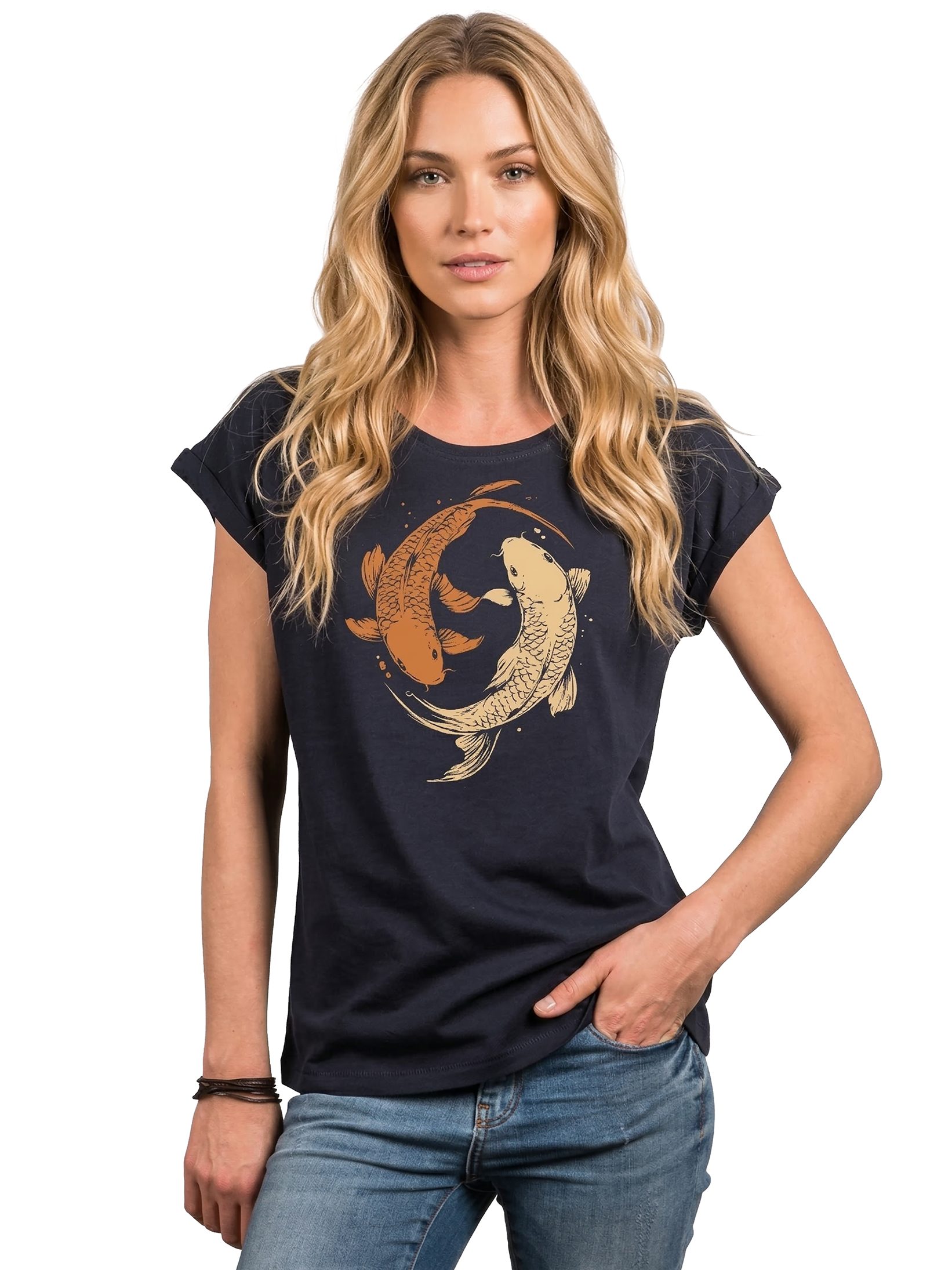 MAKAYA Yogashirt Damen Yin Yang Meditation Relax Shirt Hippie Outfit GYM Top (Schwarz, Blau, Grau, 34, 36, 38, 40, 42, 44, 46, 48, 50) Baumwolle
