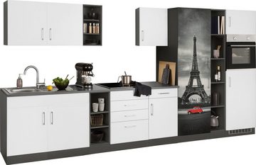 HELD MÖBEL Küchenzeile Paris, ohne E-Geräte, Breite 390 cm