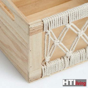 HTI-Living Aufbewahrungsbox Aufbewahrungskiste Holz mit Garn Boho-Stil (1 St., 1 Box ohne Dekoration)