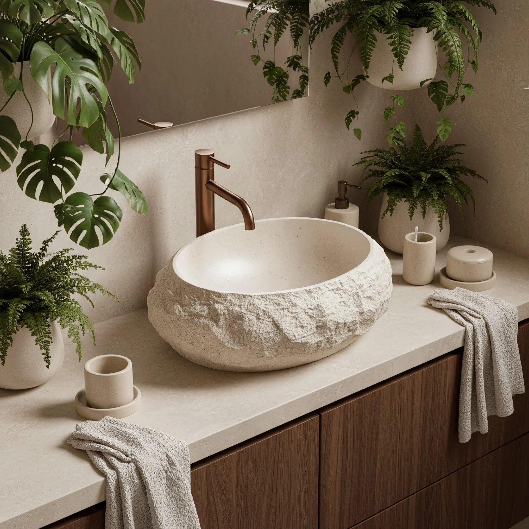 wohnwerk.idee Aufsatzwaschbecken aus Kompositstein, Designer Badwaschbecken 8 Farben – Bild 4 von 5