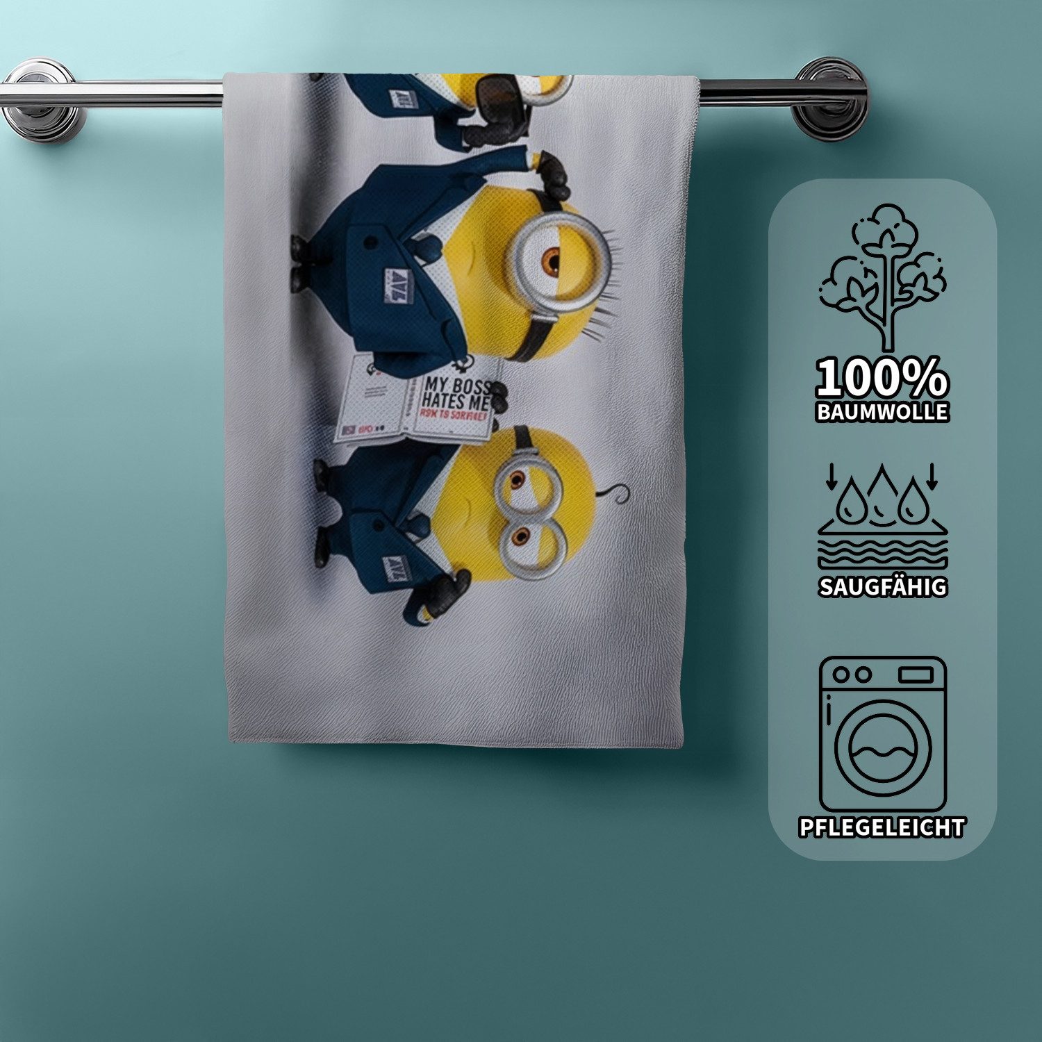 Carbotex Handtücher Minions Duschtuch Badetuch Strandtuch 70 x 140 cm / 100% Baumwolle, (1 Duschtuch, 1-St)